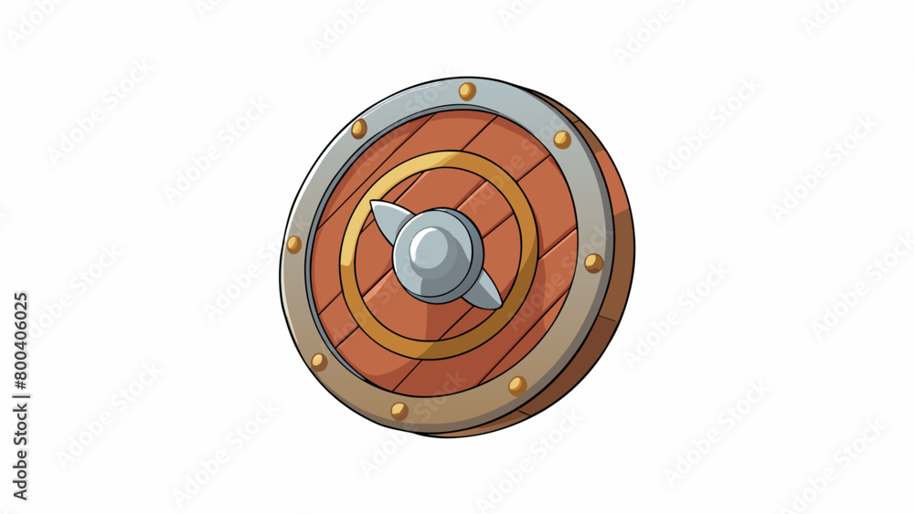 Poster a small round shield made of interlocking steel rings woven together. it is lightweight yet strong a