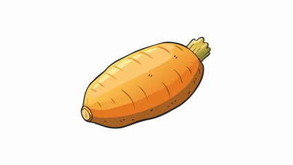 A small oblong root vegetable with a light brown skin and pale orange . Its texture is soft and velvety and it has a distinctively sweet taste that. Cartoon Vector.