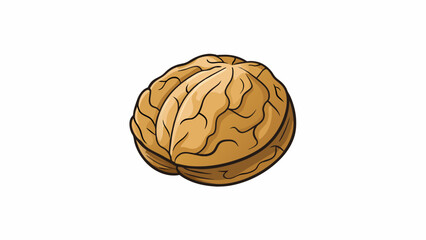 Obraz premium A small round nut with a hard wrinkled outer shell that is a light shade of brown. When cracked open the creamy white inside reveals a distinct. Cartoon Vector.