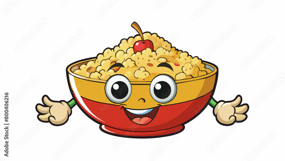 Poster A steaming bowl of rolled oats with a handful of diced apples and a drizzle of maple syrup creating a satisfying sweet and slightly tart flavor. The. Cartoon Vector.