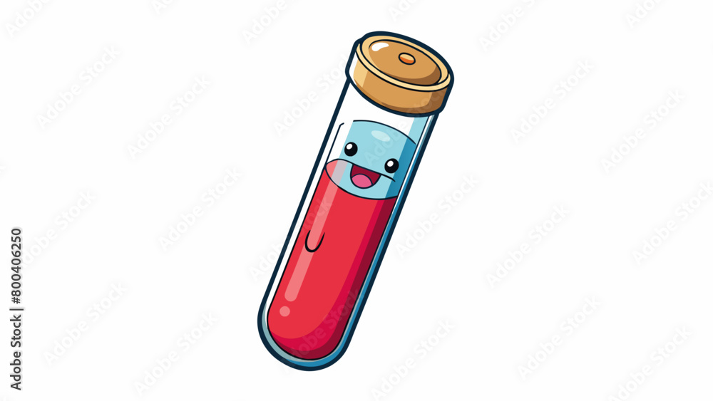 Poster A straight elongated tube with a closed end and an open end used for collecting and storing small samples of biological or chemical substances.  on. Cartoon Vector.