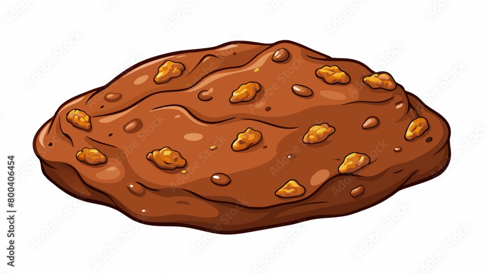Poster A thick brown paste with visible specks of crushed nuts throughout. It has a dense consistency and a sweet and salty flavor.  on white background . Cartoon Vector.