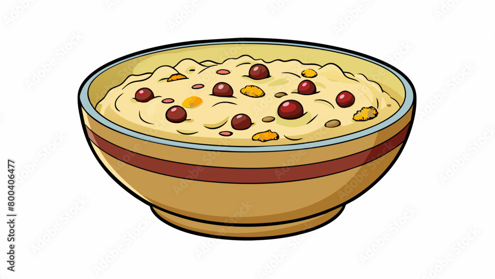 Poster a thick hearty porridge made from rolled oats that have been cooked with milk and honey. it has a de