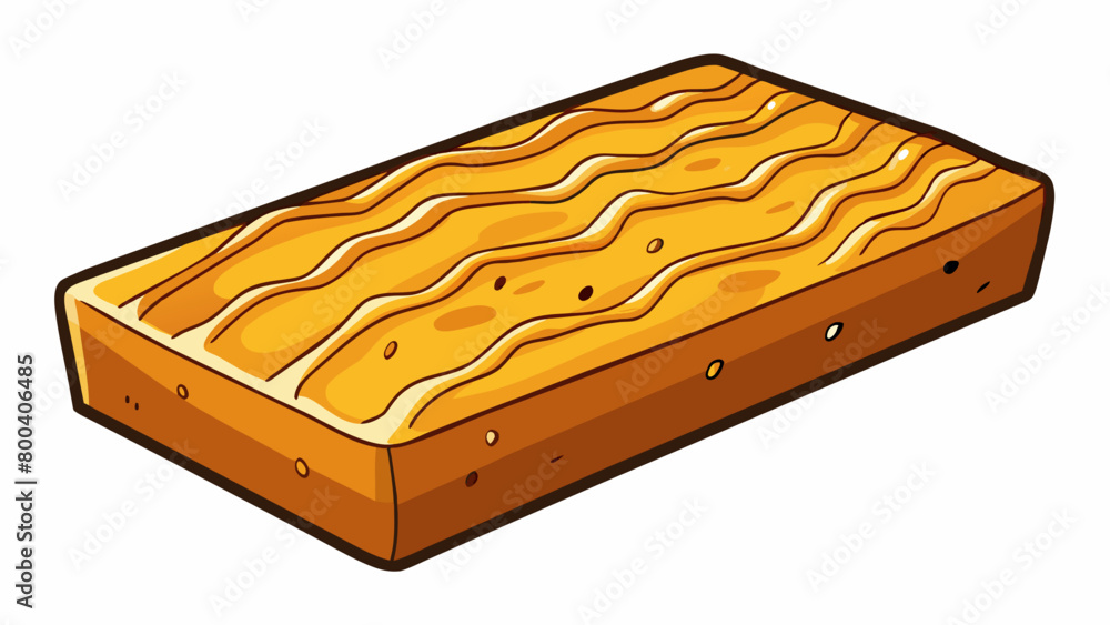 Poster A thick rectangular slab with a pattern of diagonal lines etched into its surface. It had a rich amber color and a scent of butter and vanilla. When. Cartoon Vector.