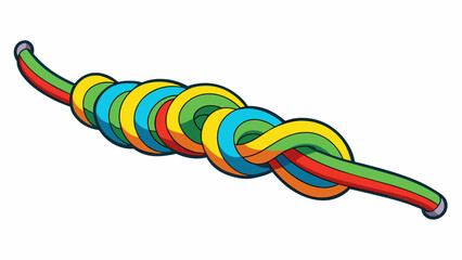 A thick colorful cord with a noticeable stiffness to it intended for angling in shallow rocky waters. Its bright colors help to easily spot when a. Cartoon Vector. - obrazy, fototapety, plakaty