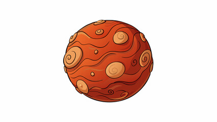 A tiny barren planet covered in a layer of reddishbrown dust perpetually dusted by swirling winds.  on white background . Cartoon Vector. - obrazy, fototapety, plakaty