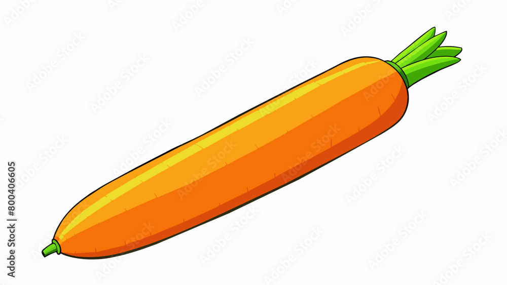 Poster a tuberous vegetable with a bright orange hue and a slender elongated shape. it has a slightly taper