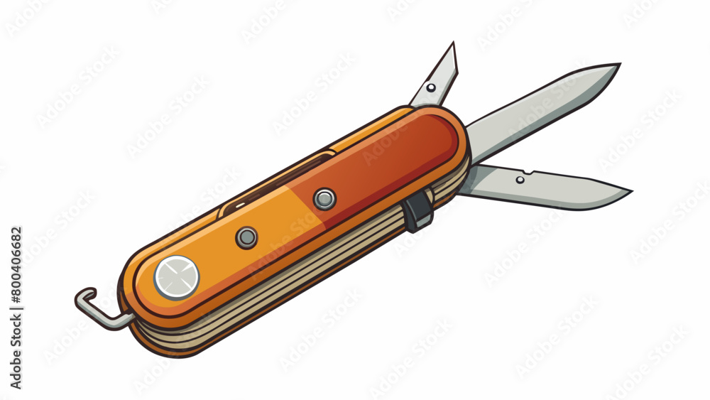 Poster a versatile instrument with a sy metal frame and a burgundy grip. it includes a large blade a wire s