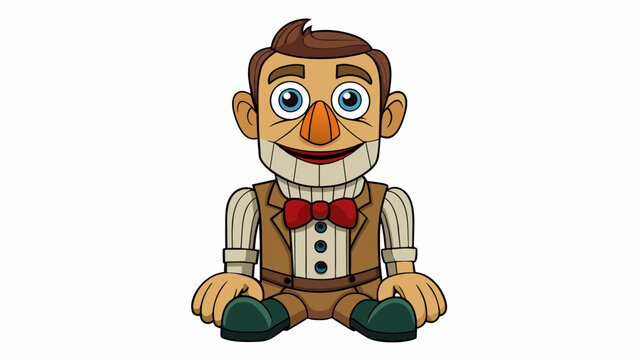 A ventriloquist dummy is a humanoid puppet made of wood or cloth with a movable mouth and eyes controlled by a ventriloquist through a hole in the. Cartoon Vector.