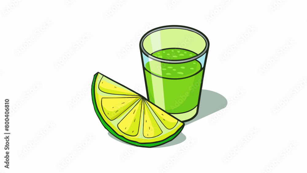 Poster a wedge of lime p on the side of a glass ready to be squeezed into a refreshing drink. its bright gr