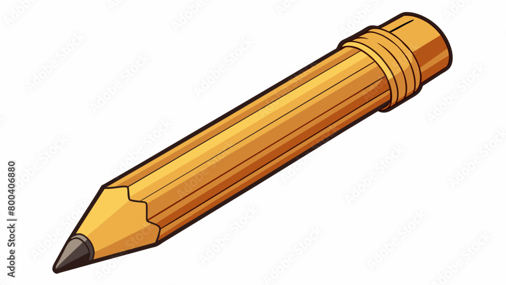 Poster A wooden pencil with a shard point perfect for jotting down notes or sketching. It is lightweight and easy to hold with a compact and versatile. Cartoon Vector.