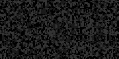 Vector geometric seamless technology gray and black triangle background. Abstract digital grid light pattern black Polygon Mosaic triangle Background, business and corporate background.