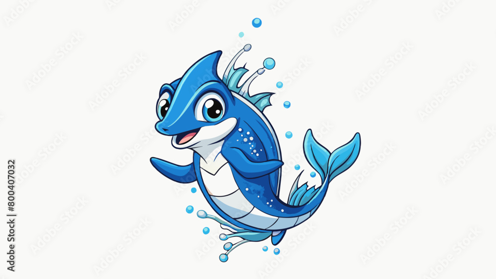 Poster an elegant aquatic being with a pointed rostrum and shimmering dark blue and white patterned body ju