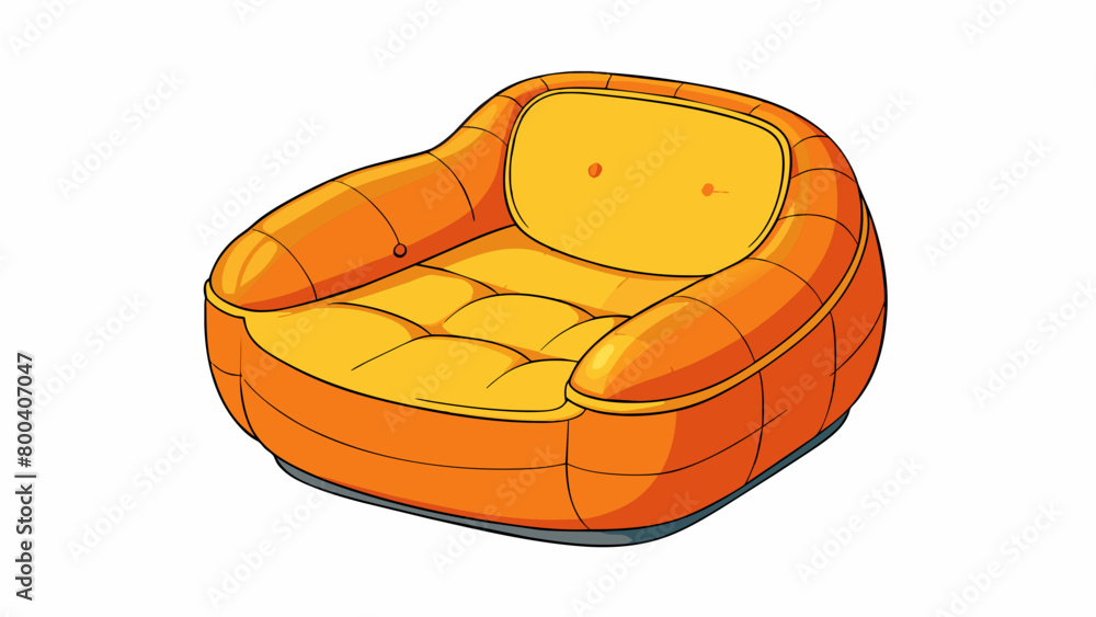 Poster An inflatable chair that can be inflated and deflated quickly making it ideal for beach trips or festivals. It is made of thick plastic and has a. Cartoon Vector.