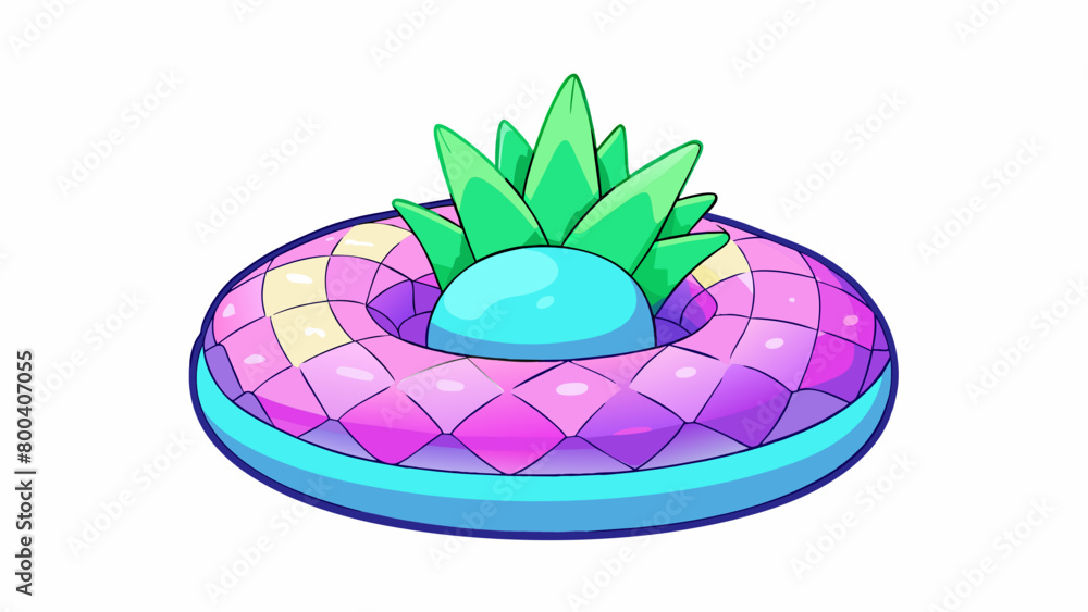 Poster An inflatable pineappleshaped floatie with a playful twist. Instead of the usual golden yellow coloring this floatie features a colorful ombre effect. Cartoon Vector.