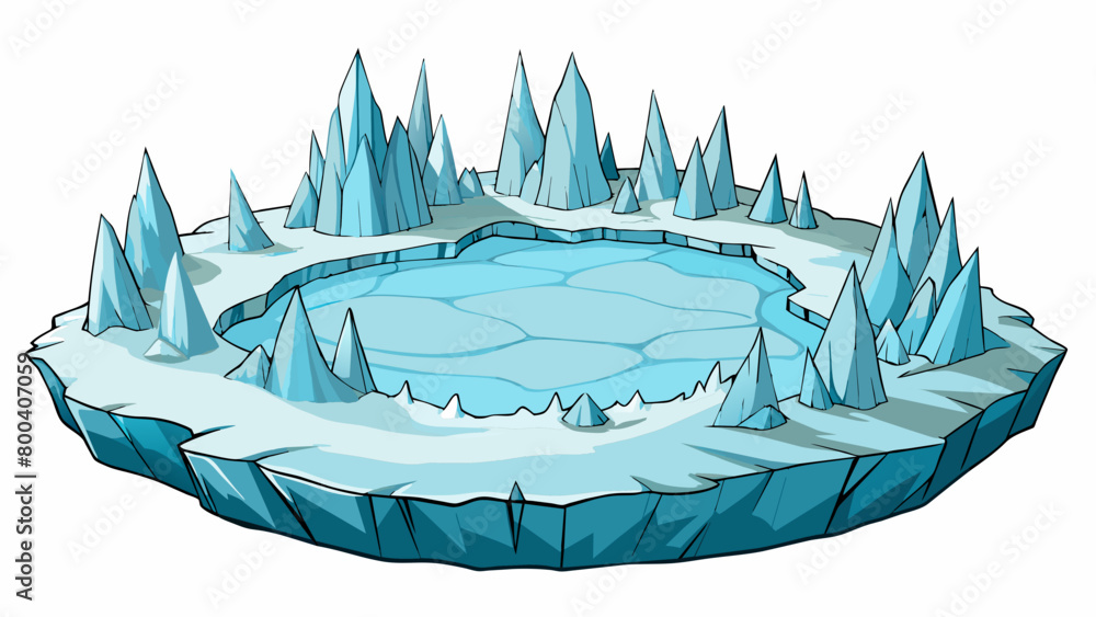 Aufkleber an expansive frozen wasteland spreads out before you with jagged ice formations and icy ridges dotti