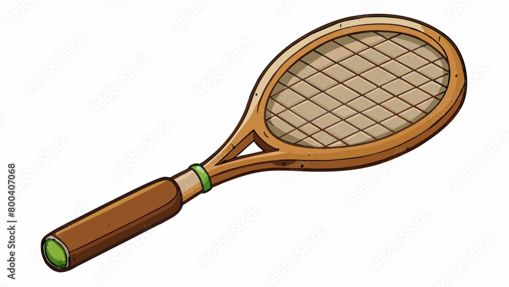 Poster an old and worn wooden tennis racket with a stained handle showcasing years of use and love for the 