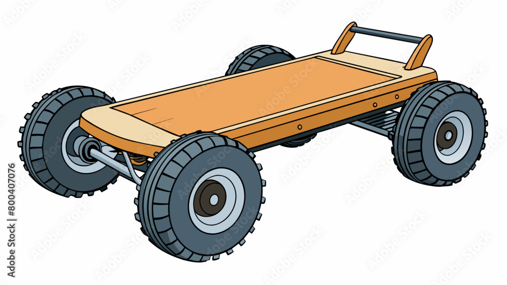 Aufkleber an offroad adventure board with wide by tires and a thick sy frame. it has a thick layer of shockabs