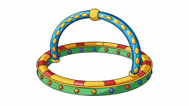 An exercise tool made of a metal or plastic hoop typically around waist size that can be used for rhythmic spinning and dancing movements. It may have. Cartoon Vector.