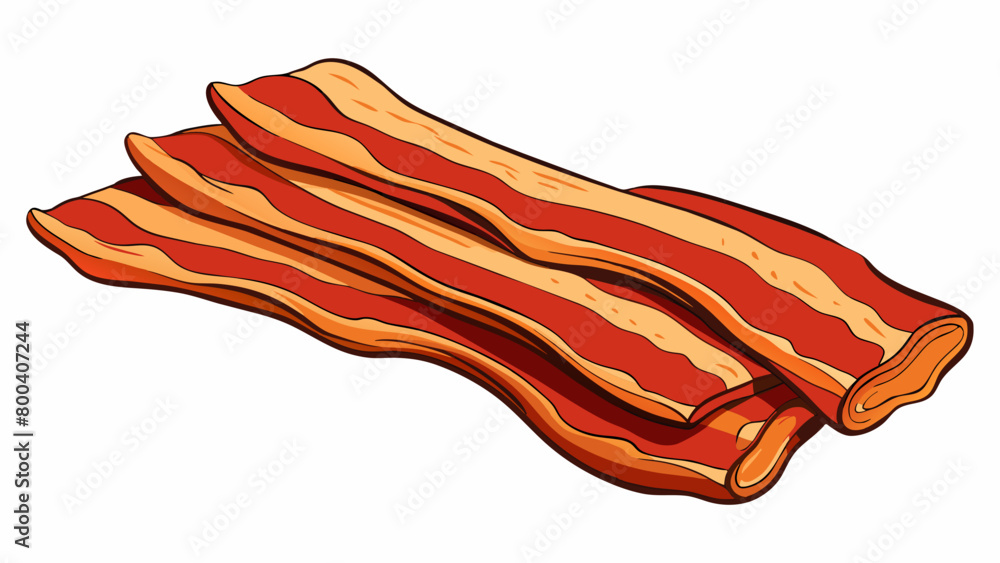 Poster Bacon Strips Thin crispy slices of cured pork with a deep rich flavor. The edges are slightly charred and the fat has rendered down leaving behind a. Cartoon Vector.
