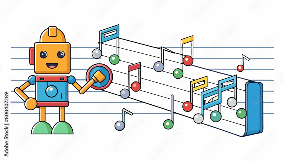 Aufkleber By analyzing patterns in musical notes the AI algorithm is able to generate unique melodies that mimic the characteristics of a specific type of. Cartoon Vector.
