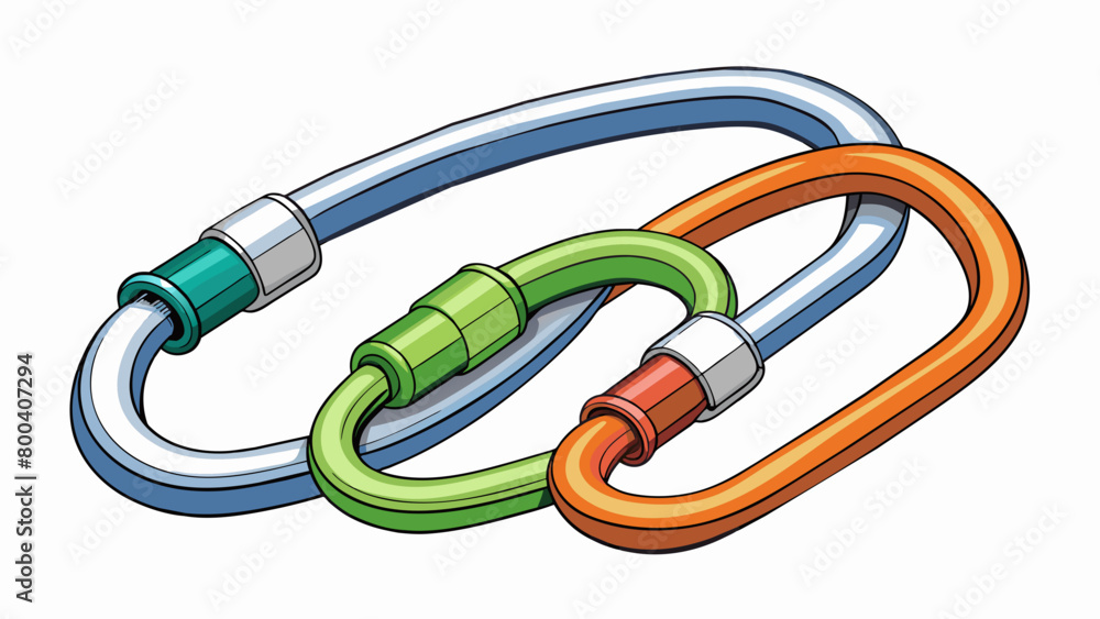 Poster Carabiners come in various sizes and colors with some featuring a smooth polished finish while others have a textured surface for improved grip. They. Cartoon Vector.