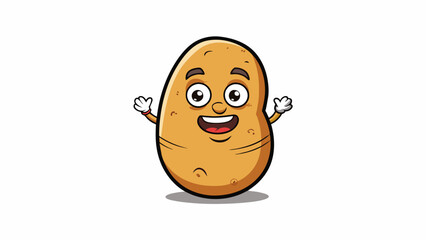 Available in various sizes and shapes potato is a tuberous plant that belongs to the nightshade family. Its elongated or round root is often dug up. Cartoon Vector. - obrazy, fototapety, plakaty