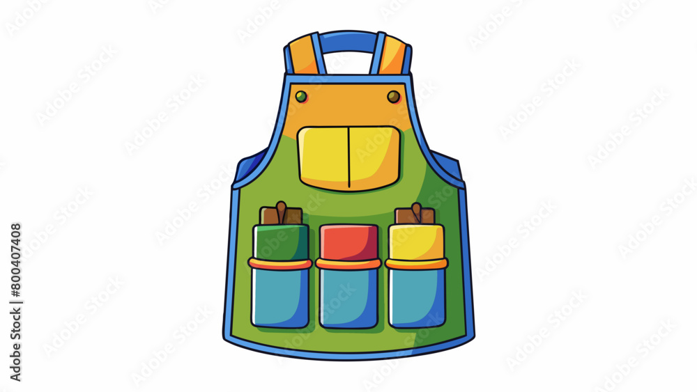 Poster garden apron a colorful apron with multiple pockets to hold small gardening tools. it provides a con
