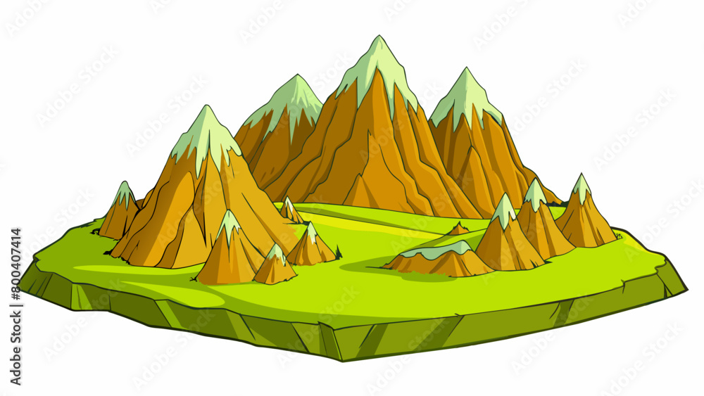 Poster from a distance the mountain appears as a peaceful and serene landscape of rolling hills and gentle 