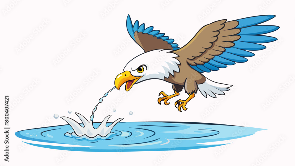 Poster gliding effortlessly over a crystalclear lake the eagles white head and tail feathers glisten in the