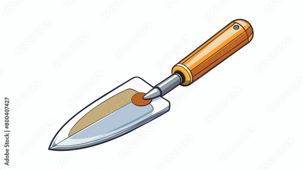 Wall mural Hand Trowel A small hand tool with a curved metal blade and a wooden handle. It is great for digging small holes transplanting plants and loosening. Cartoon Vector.