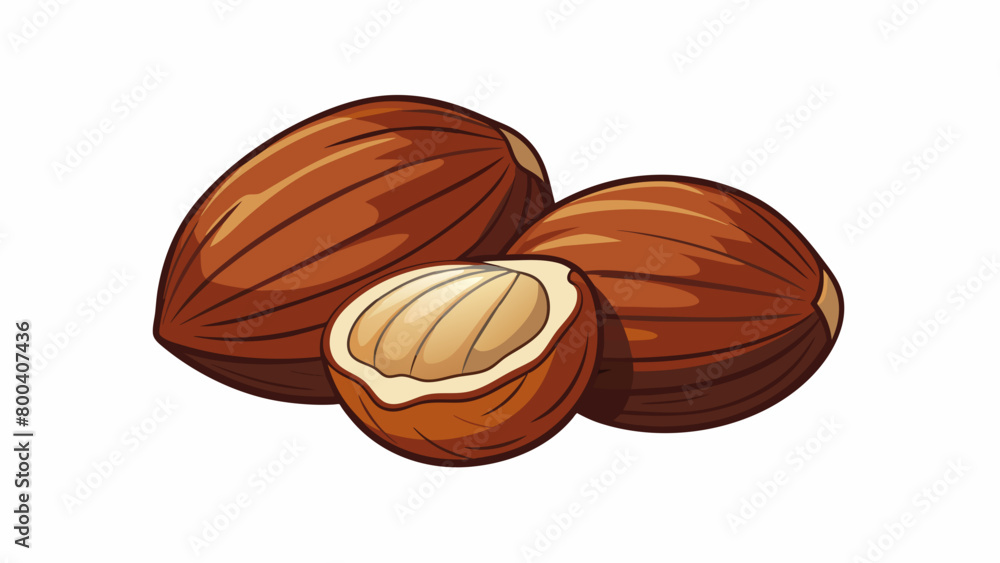 Poster hazelnuts are known for their distinctive oval shape and glossy dark brown shell. the creamy white k