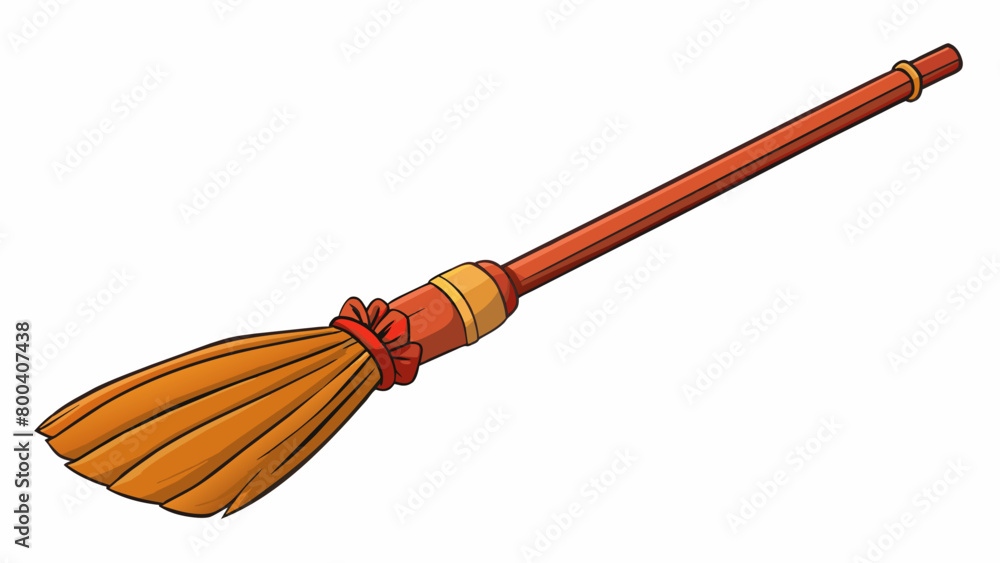 Poster Hanging by the door the broomstick was made for quick and efficient cleaning. Its handle was extendable allowing it to easily reach high corners and. Cartoon Vector.
