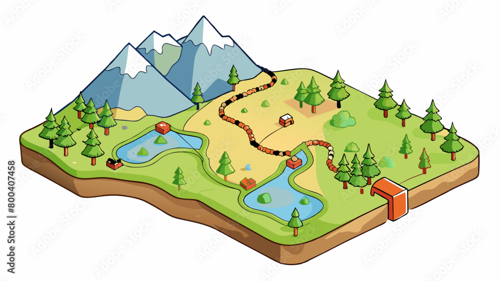 Poster hiking trail map a topographic map that displays the various trails and terrain within a national pa