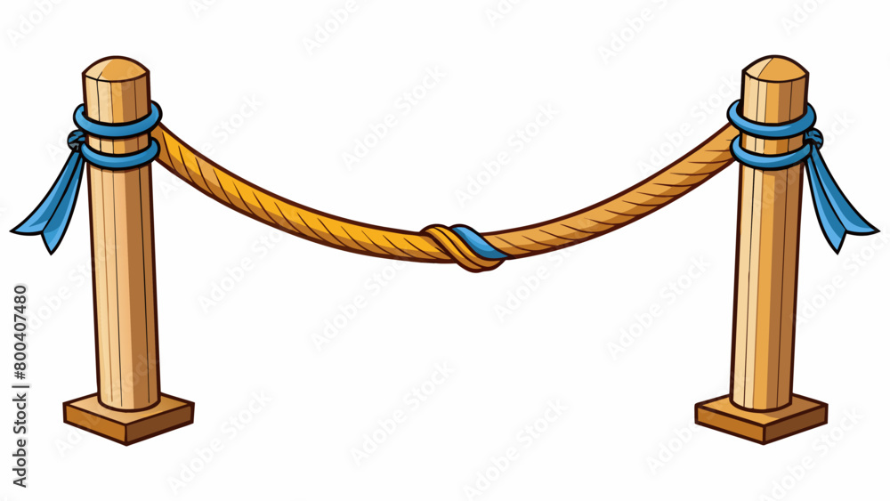 Poster Imagine a long narrow piece of elastic rope stretched taut between two wooden posts. This is what a bowstring looks like when a bow is fully drawn. Cartoon Vector.