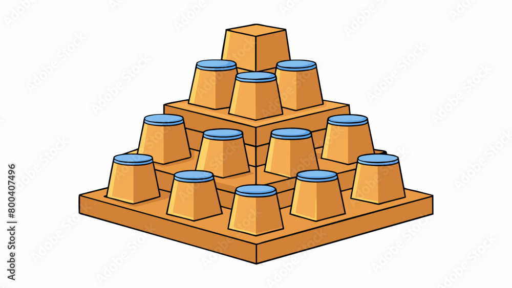 Aufkleber In a childrens game a pyramid can also refer to a stack of objects such as wooden blocks or plastic cups that are arranged in a triangular shape.. Cartoon Vector.