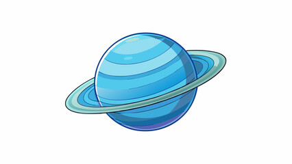 Fototapeta premium From a distance Neptune appears as a serene serene orb but upon closer look its icy rings shimmer and sparkle in the light of the sun. on white. Cartoon Vector.