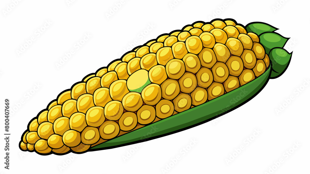 Poster looking like a miniature version of corn the sorghum cob is covered in rows of tightlypacked yellowi
