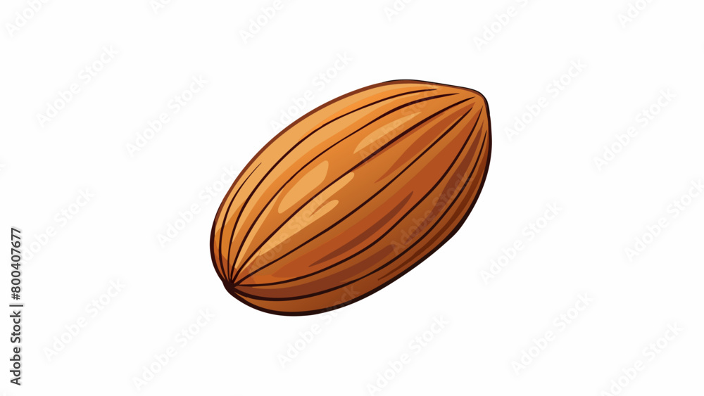 Poster long slender almonds with a smooth shiny surface and a faint taste of bitterness. on white backgroun