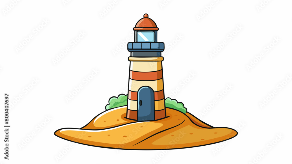 Poster nestled a the sand dunes the lighthouse was a beacon of hope for sailors lost at sea. its unique sha
