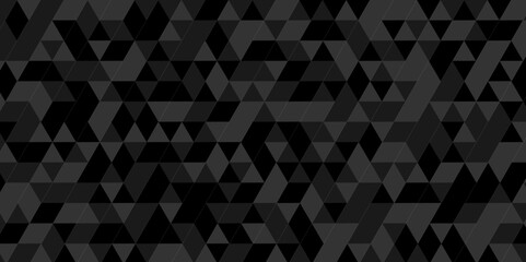 Vector geometric seamless technology gray and black triangle background. Abstract digital grid light pattern black Polygon Mosaic triangle Background, business and corporate background.