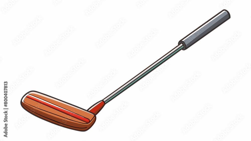 Poster Putter is a clubshaped tool with a heavy weighted head and a short handle. Its unique shape and weight distribution make it ideal for short range. Cartoon Vector.