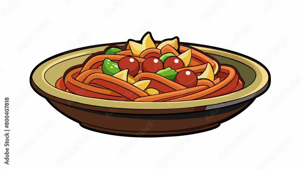 Poster pork stirfry thin strips of pork tossed in a sizzling hot pan with colorful vegetables and a blend o