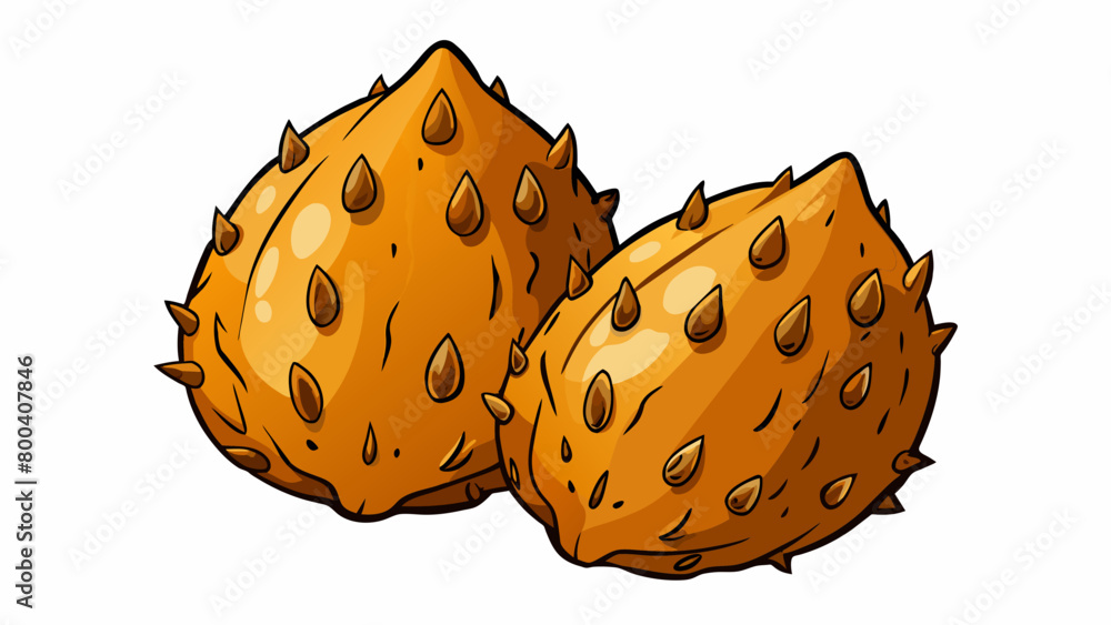 Poster rough jagged seeds with a dusty orangebrown coat and a tearshaped indentation at one end. on white b