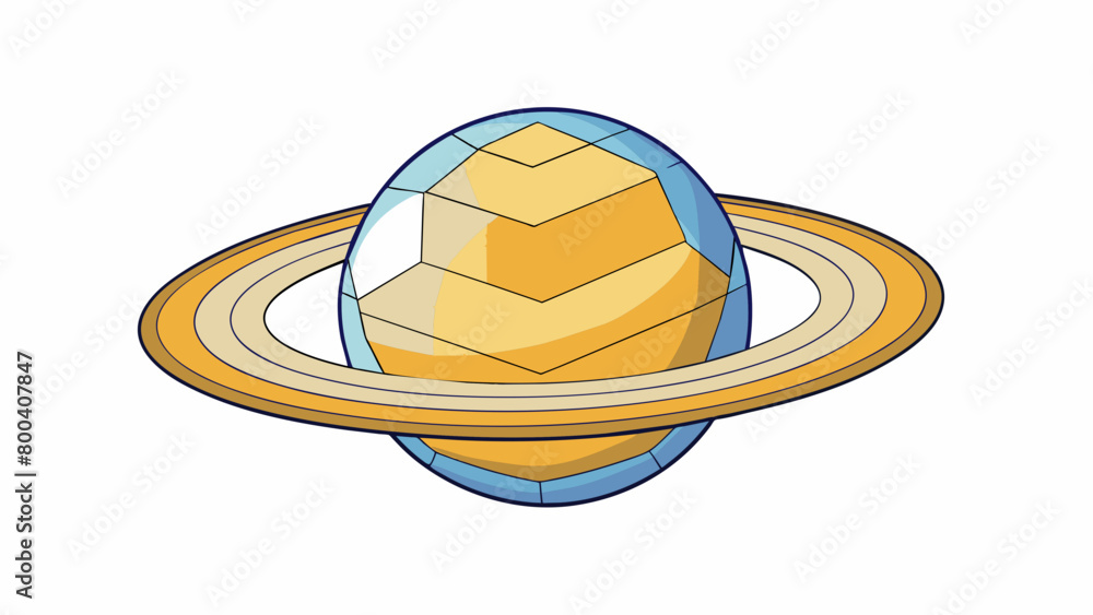 Aufkleber Saturns most recognizable feature is its prominent hexagonalshaped storm at its north pole. This massive persistent weather pattern has baffled. Cartoon Vector.