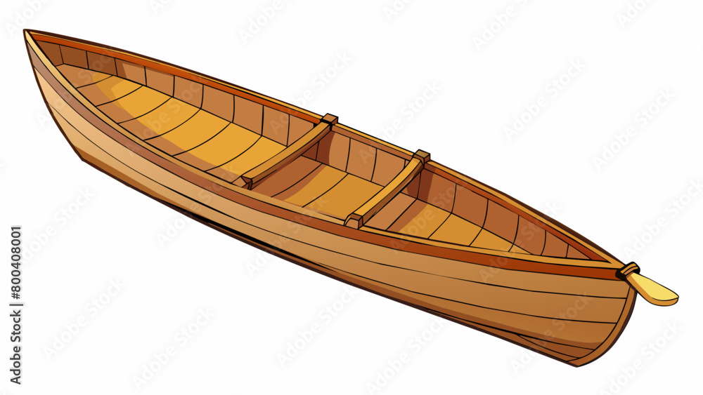 Poster The canoe was a lightweight boat with a narrow and elongated shape made entirely out of wood. Its pointed front allowed it to glide seamlessly through. Cartoon Vector.