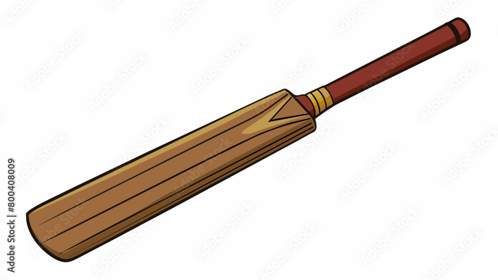 Poster the cricket bat has a traditional and familiar design featuring a dark brown wood color and a simple