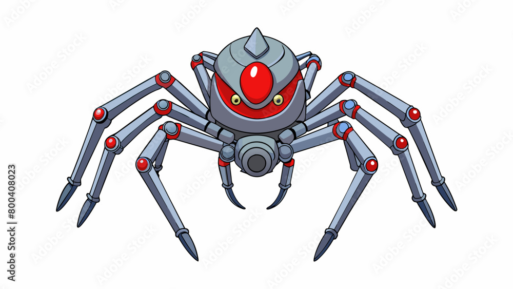 Poster the digital avatar resembles a robotic spider with eight long slender legs. its body is made of a fl