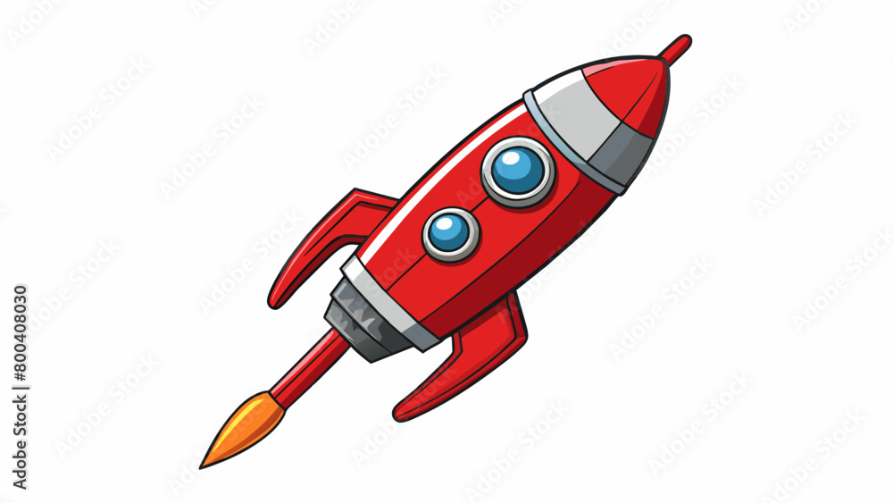 Poster The driver resembled a miniature rocket ship with a pointed tip and a long narrow body. Its handle was made of bright red plastic with a textured grip. Cartoon Vector.