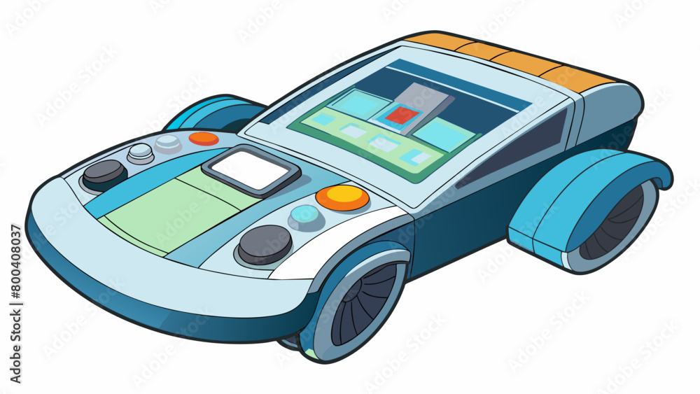 Poster The driver was a sleek futuristic device that fit comfortably in the palm of your hand. It had a touch screen display and a variety of settings and. Cartoon Vector.